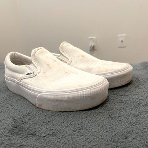 White Platform Vans Slip On